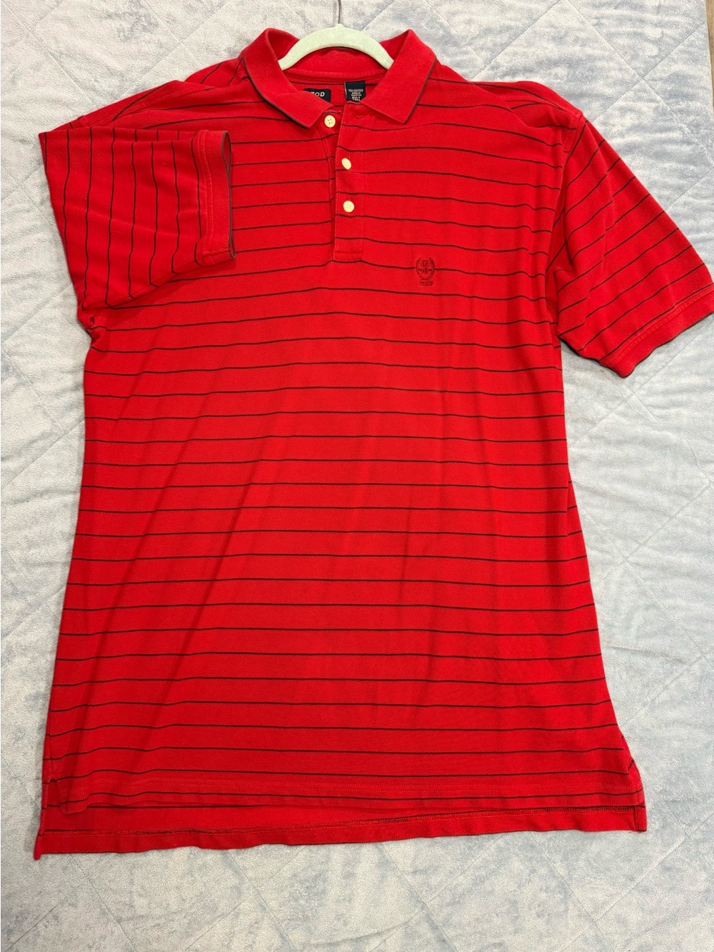 Men's Red Striped Polo Shirt